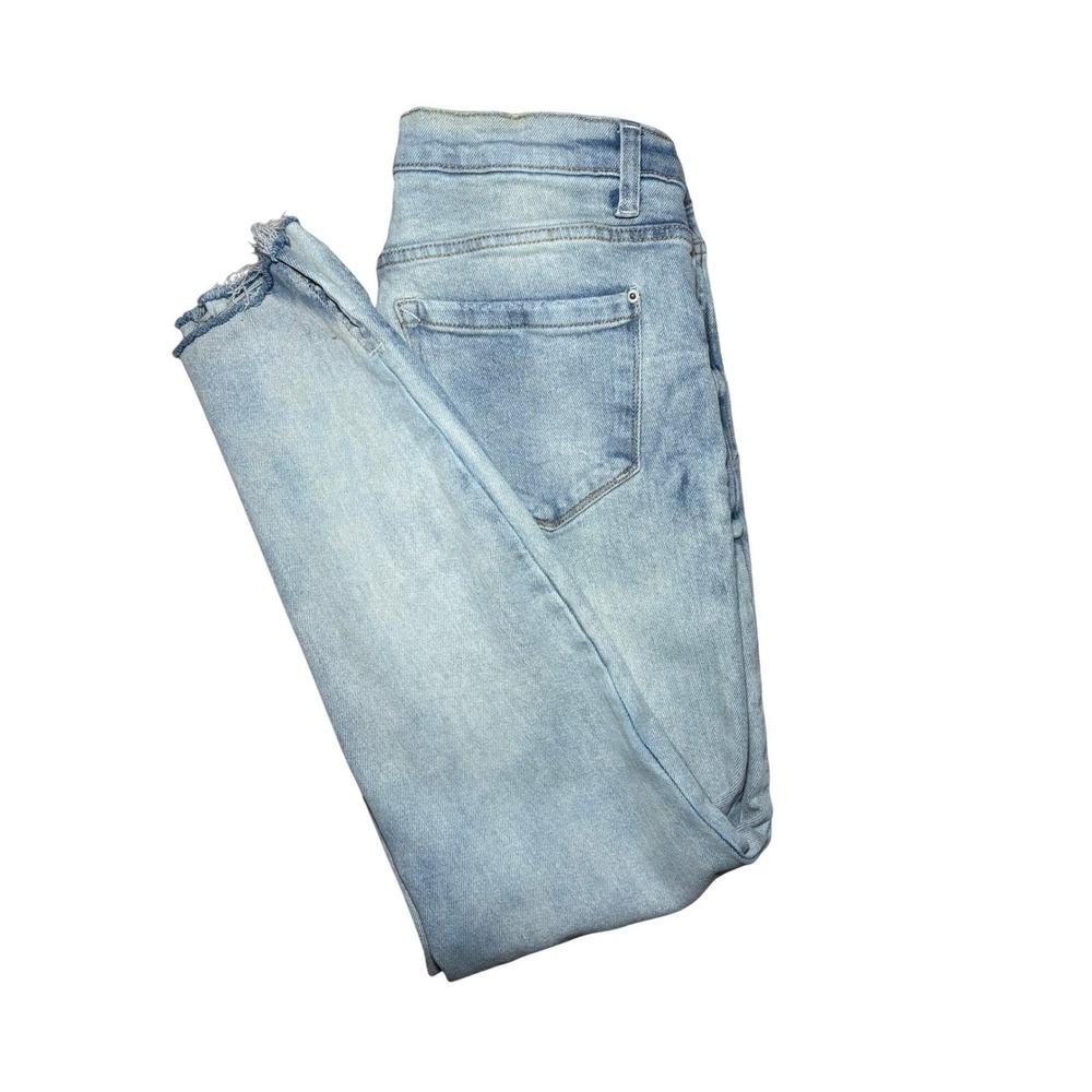 Kensie Jeans High Rise Skinny Light Wash Raw Hem Distressed Womens 10/30